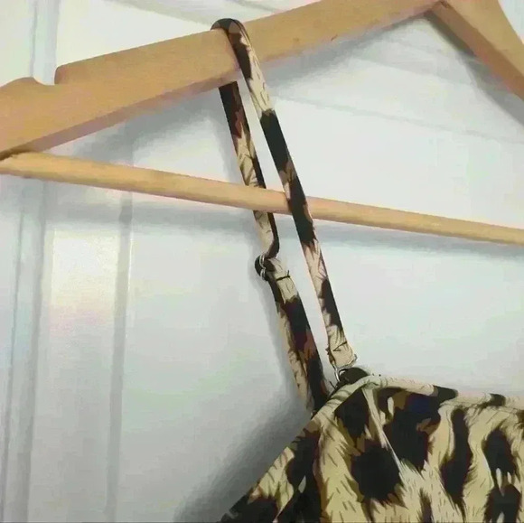 AMAZON | Women's Tan/Black Animal Print Square Neck High Cut One Piece … - Picture 3 of 6